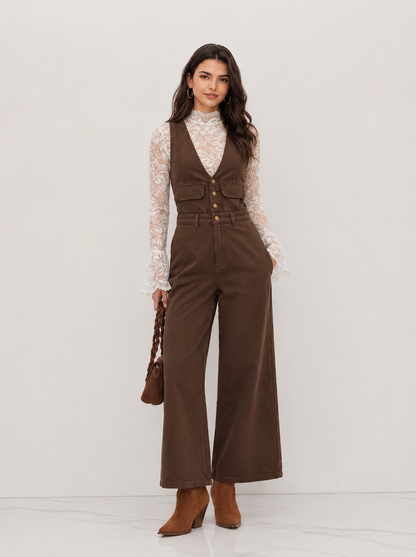Women's Premium Sleeveless Denim Jumpsuit