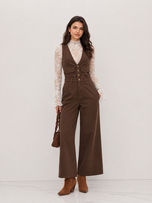 Women's Premium Sleeveless Denim Jumpsuit