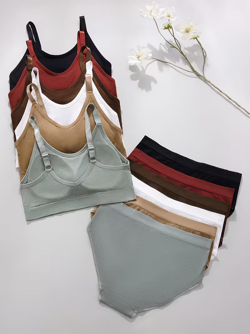 Pack of 6 Women's Bra & Panty Set – Soft Comfortable Everyday Lingerie Combo