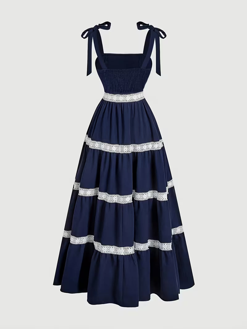 Women's Premium Floral Tie Strap Midi Dress