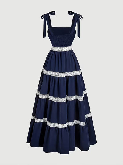 Women's Premium Floral Tie Strap Midi Dress