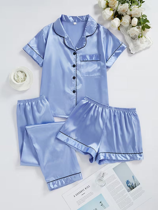 Women's Luxe Satin 3-Piece Sleepwear Set