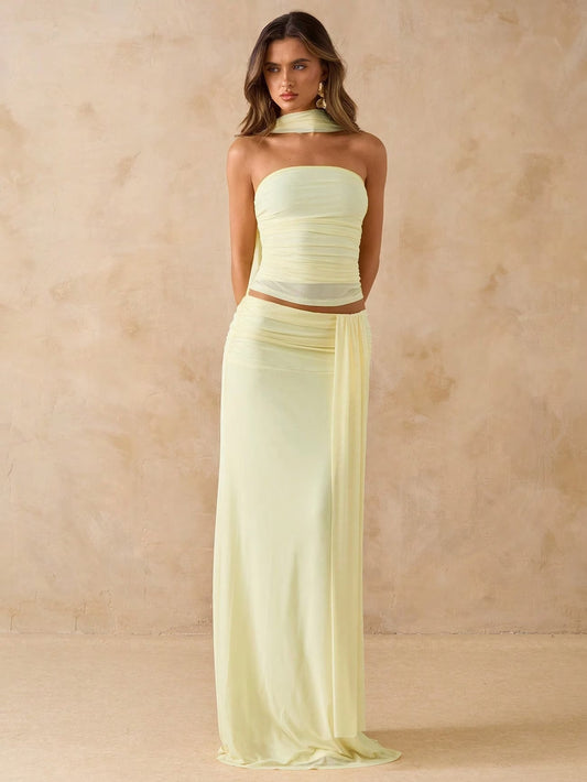 Elegant Draped Bodycon Co-Ord Set 💖