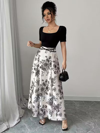 Women's Premium Printed Crop Top & Maxi Skirt Set