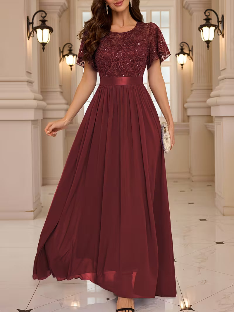 Elegant Lace Chiffon Bridesmaid Gown