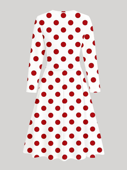 Women’s Elegant Polka Dot Dress with Open Front Jacket & Belt – Stylish 2 Piece Outfit Set