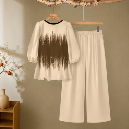 Elegant Monochrome Tunic & Wide-Leg Pants Set