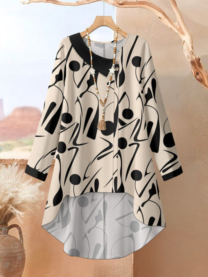 Autumn And Winter Women'S Vacation Printed Elegant Casual Loose Long-Sleeve Top And Pants Two-Piece Set for Fall