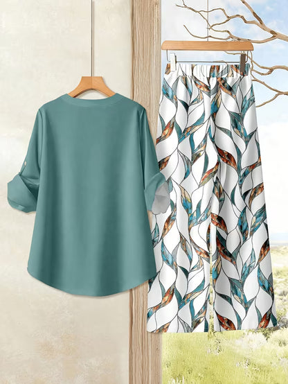 Women’s Relaxed Tunic & Printed Pants Set