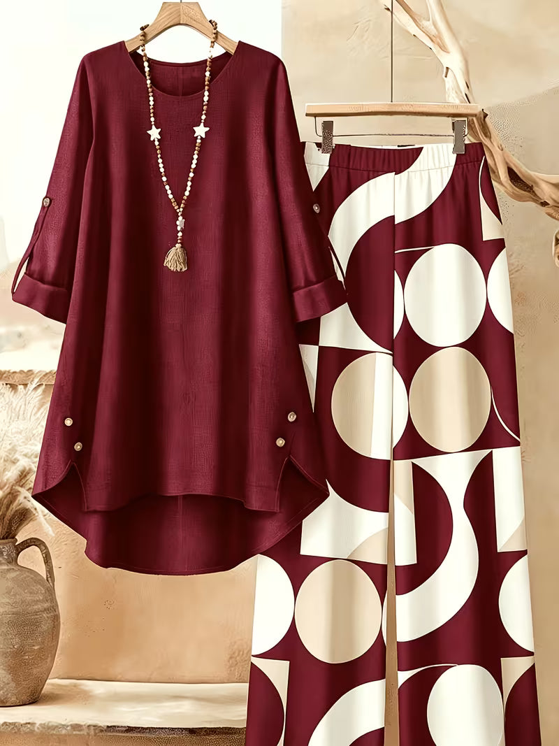 Women’s Relaxed Tunic & Printed Pants Set