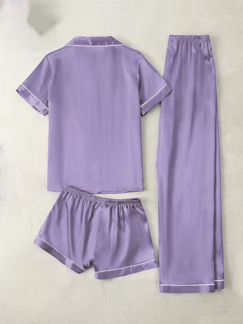 Women's Luxe Satin 3-Piece Sleepwear Set