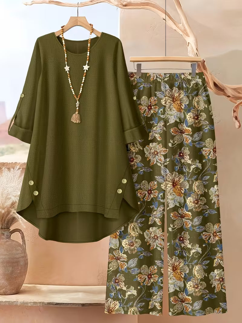 Women’s Relaxed Tunic & Printed Pants Set