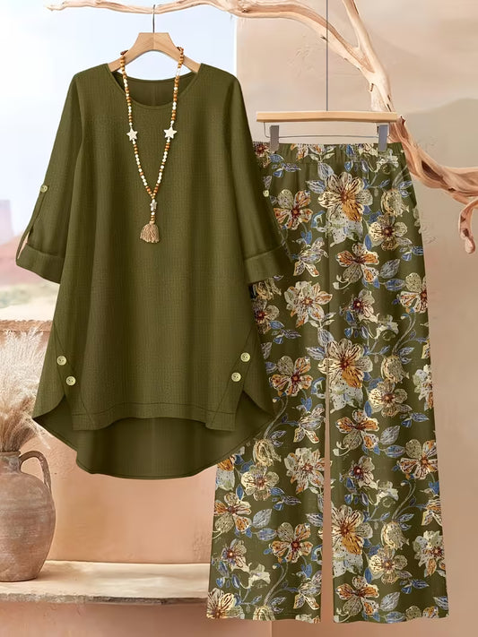 Women’s Relaxed Tunic & Printed Pants Set