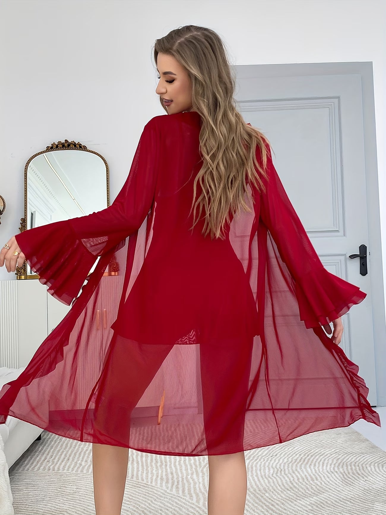 Semi-Sheer Lace Sleepwear Set