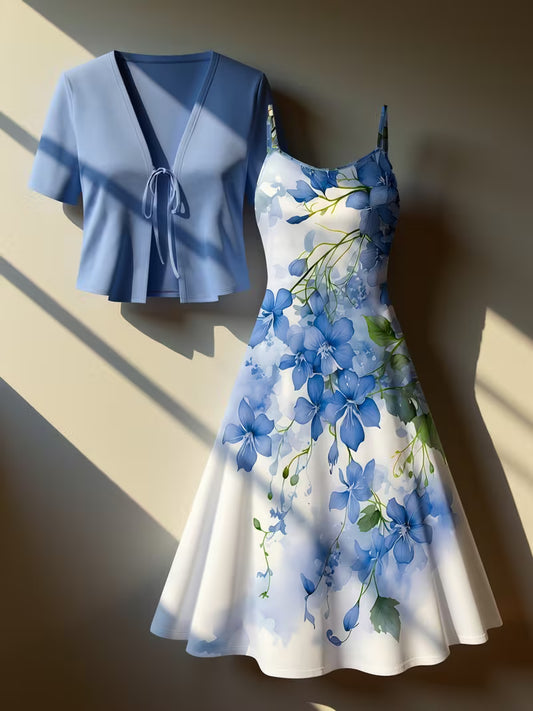 Midnight Bloom 2-Piece Midi Dress Set