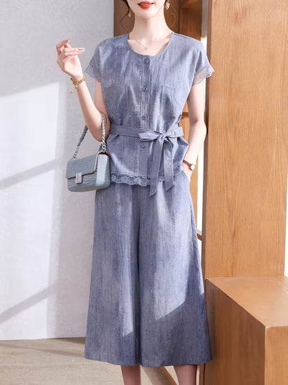 Women's Soft Linen Style Pant Set