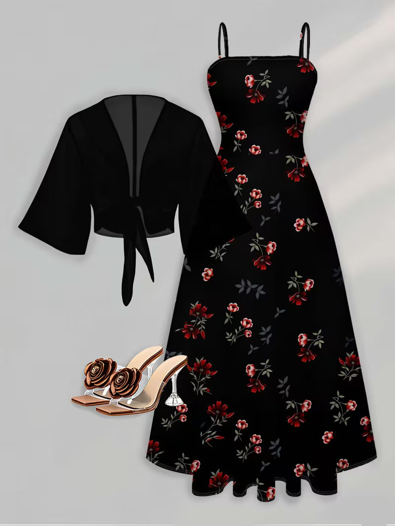 Women's New Summer Fashion Printed 2pcs Dress Set