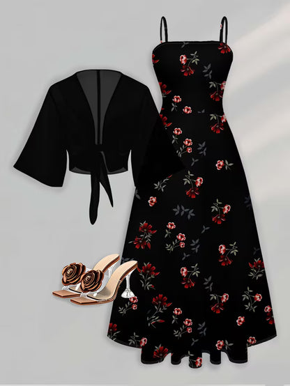 Women's New Summer Fashion Printed 2pcs Dress Set