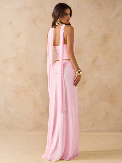 Elegant Draped Bodycon Co-Ord Set 💖