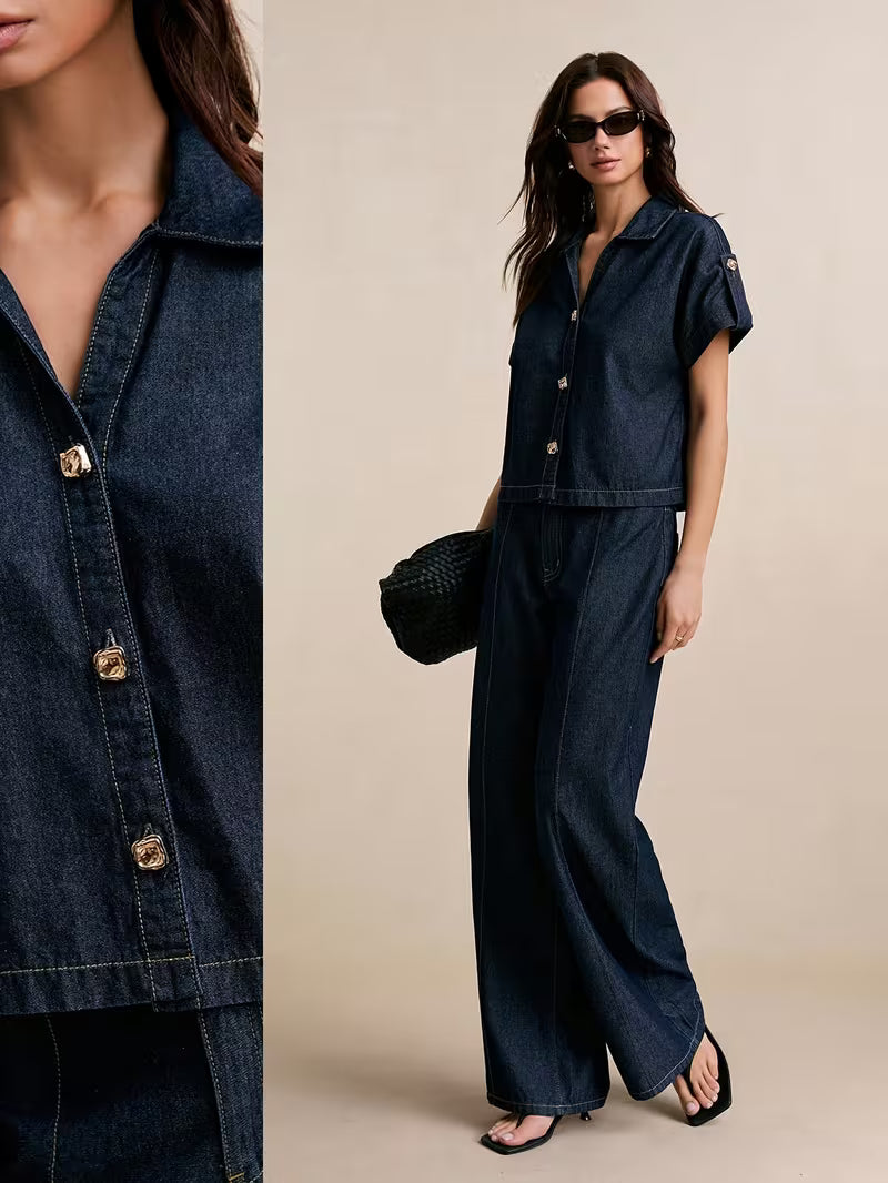 Women's Premium Embroidered Denim Co-Ord Set