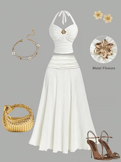 Women's Elegant Halter Top & Skirt