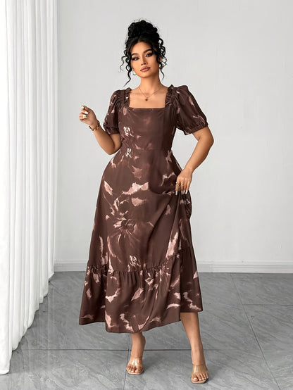 Graceful Summer Printed A-Line Maxi Dress