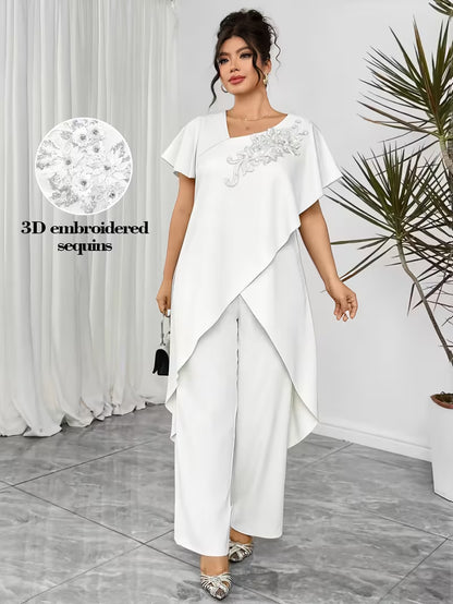 Luxury Rhinestone Lace Plus-Size Set