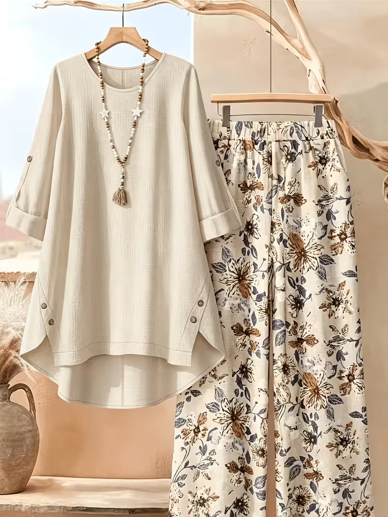 Women’s Relaxed Tunic & Printed Pants Set