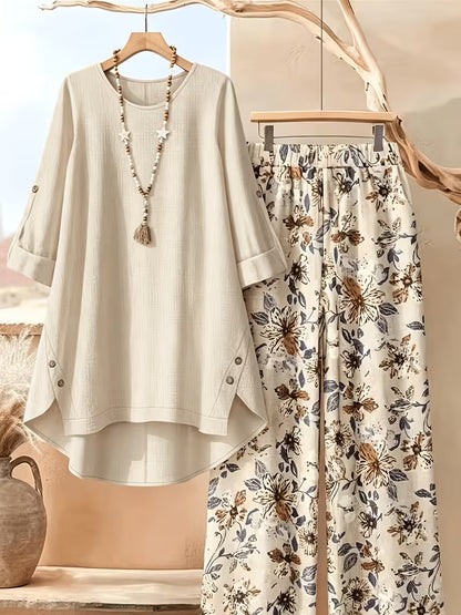 Women’s Relaxed Tunic & Printed Pants Set