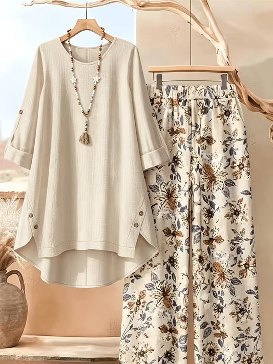 Women’s Relaxed Tunic & Printed Pants Set