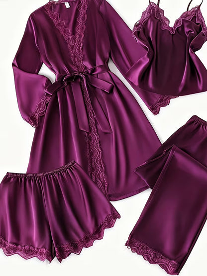 Women's Luxe Satin 3-Piece Sleepwear Set