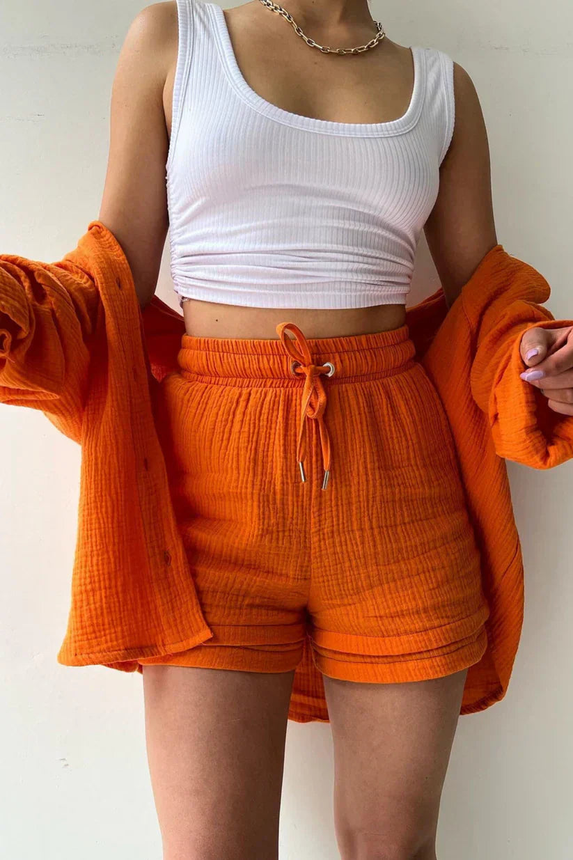 Sunset Haze – Two-Piece Cotton Ensemble