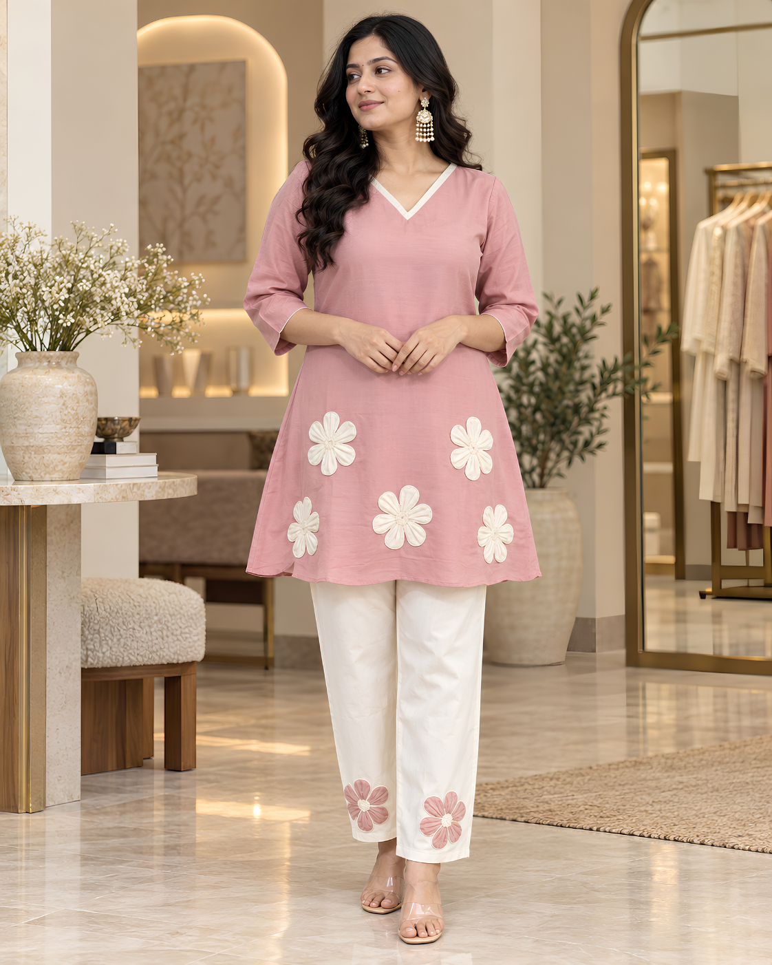 Women’s Floral Embroidered Kurta Pant Set