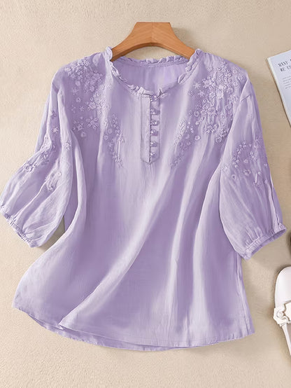 Women's Soft Cotton Embroidered Top