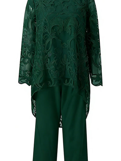 Elegant Lace Chiffon Pantsuit