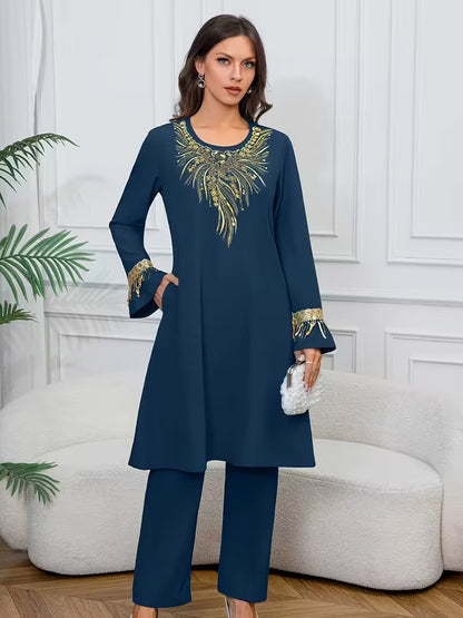 Royal Embroidered Sequin Ladies' Suit