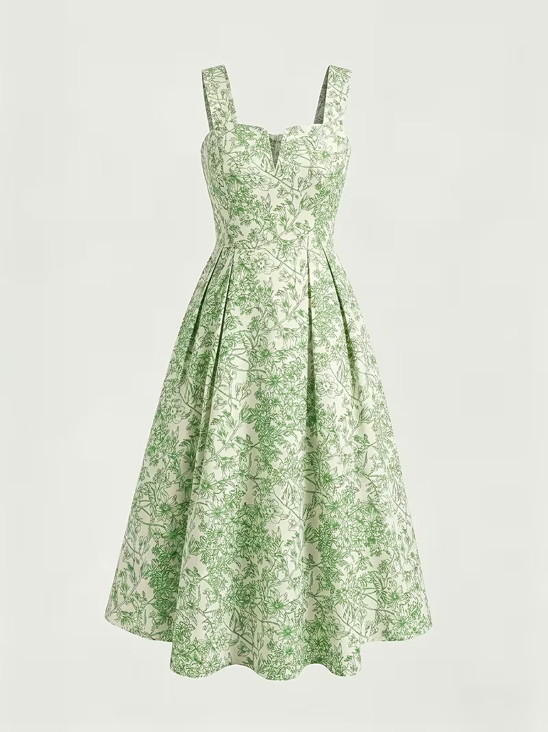 Women's Premium Floral Tie Strap Midi Dress