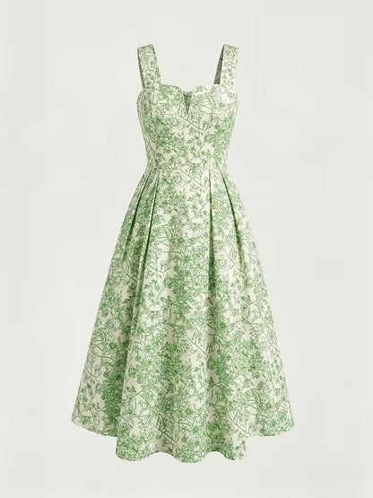 Women's Premium Floral Tie Strap Midi Dress