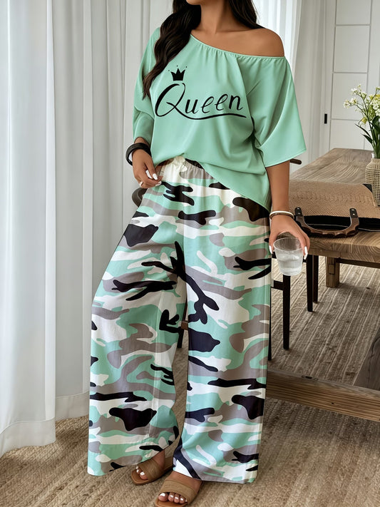 Neon Queen Camo Lounge Co-Ord Set