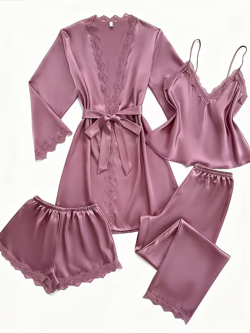 Women's Luxe Satin 3-Piece Sleepwear Set