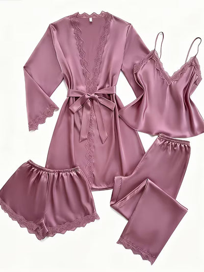 Women's Luxe Satin 3-Piece Sleepwear Set
