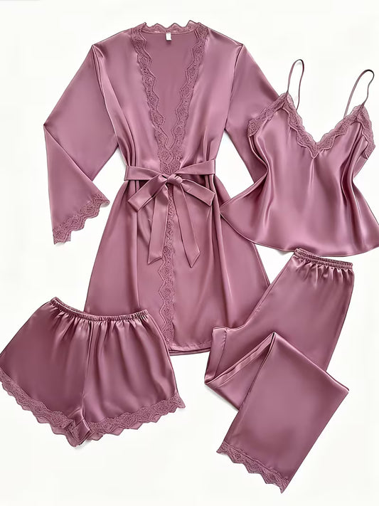 Women's Luxe Satin 3-Piece Sleepwear Set
