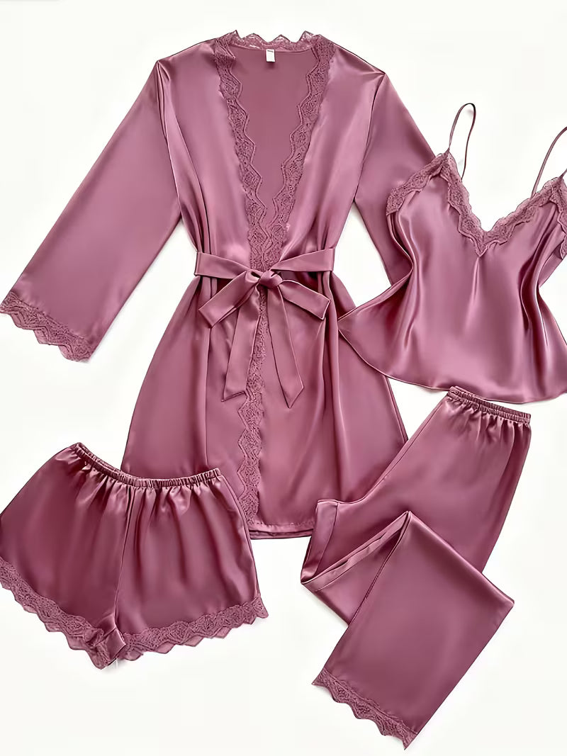 Women's Luxe Satin 3-Piece Sleepwear Set