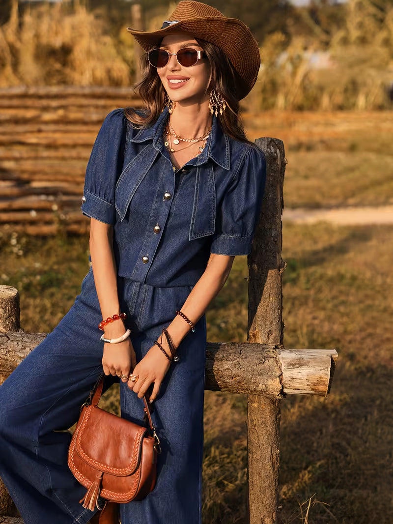 Women's Premium Embroidered Denim Co-Ord Set