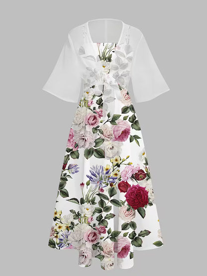Women's New Summer Fashion Printed 2pcs Dress Set