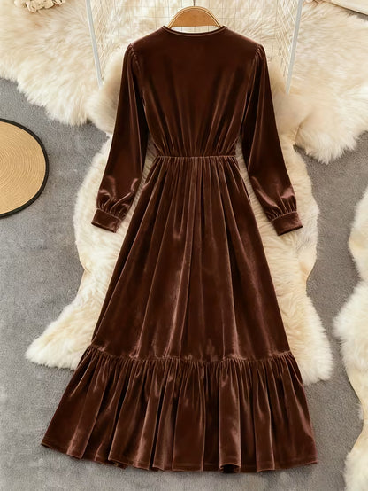 Women's Velvet Mermaid Maxi Dress | Elegant V-Neck Evening Gown