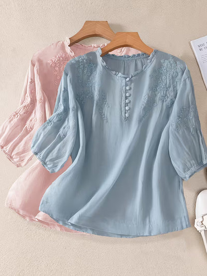 Women's Soft Cotton Embroidered Top