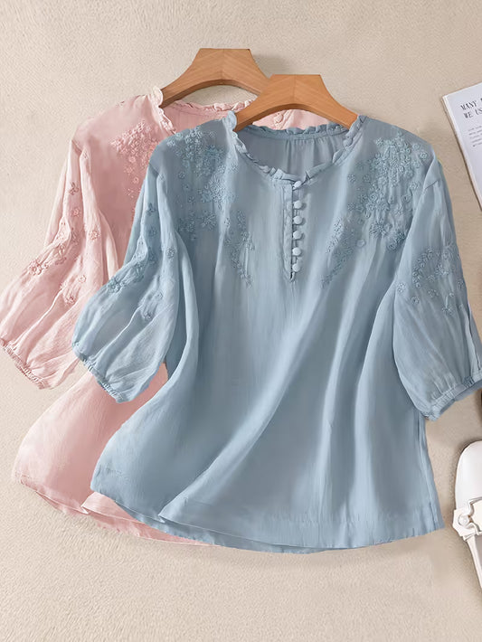 Women's Soft Cotton Embroidered Top