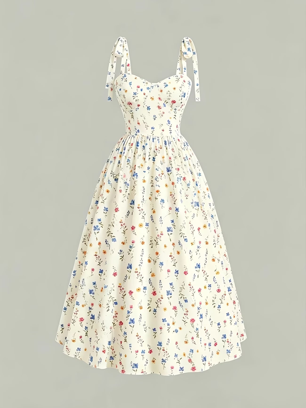 Women's Premium Floral Tie Strap Midi Dress