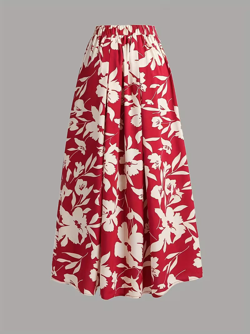 Women's Premium Printed Crop Top & Maxi Skirt Set